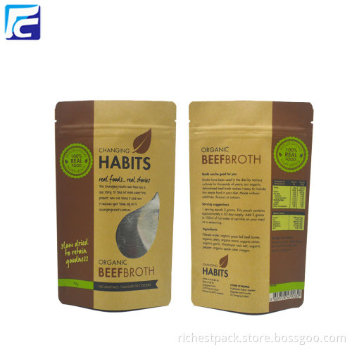 Food Grade Ziplock Pouch Kraft Paper Doypack Bag